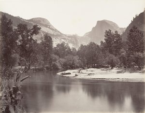 Kopuła północna i południowa, Yosemite, ca. 1872, wydrukowany ca. 1876. autorstwa Carleton E. Watkins.