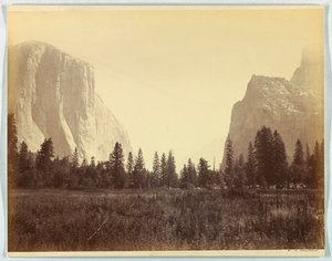 W górę doliny od podnóża szlaku Mariposa, Yosemite, nie. 9 autorstwa Carleton E. Watkins