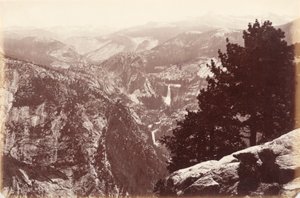 Wodospady Vernal i Nevada z Glacier Point autorstwa Carleton E. Watkins
