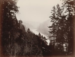 Big River, z Rancherie, Mendocino, Kalifornia, 1863. autorstwa Carleton Emmons Watkins