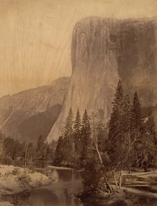 El Capitan, Yosemite, 1865-66. autorstwa Carleton Emmons Watkins