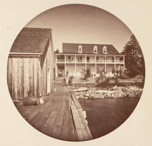 Warm Springs Hotel Jezioro Tahoe, ca. 1878. autorstwa Carleton Emmons Watkins