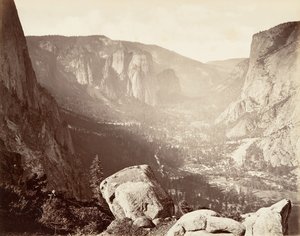 Dolina Yosemite od Union Point, ca. 1872, wydrukowany ca. 1876. autorstwa Carleton Emmons Watkins