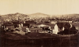 [Front miasta od strony wzgórza Rincon w 1860 roku]. autorstwa Carleton Watkins
