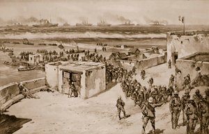 Lądowanie wojsk włoskich po bombardowaniu Bengazi autorstwa Carlo Ademollo