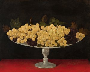 Metalowy talerz z winogronami, verso (olej na metalowym talerzu) autorstwa Carlo Antonio Procaccini