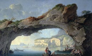 Wielki Łuk Skalny z widokiem na Morze Neapolitańskie autorstwa Carlo Bonaria or Bonavia