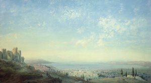 Smyrna z Cytadeli na Górze Pagus, Półwyspu Cesme i Ogrodów Bornory z wybrzeżem Fokai, 1839 (tempera na lnie)