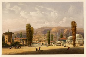 Pałac Bachczysarajów Chanów, 1856 r. autorstwa Carlo Bossoli
