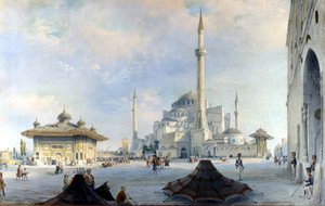 Meczet Konstantynopola: Święta Zofia (Hagia Sophia). Obraz Carlo Bossoli