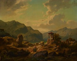 Górski krajobraz z jeziorem autorstwa Carlo Brioschi