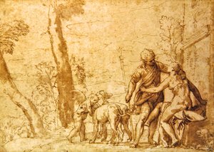 Spotkanie, ok. 1590 (tusz sepia i pranie na papierze)