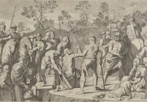 Św. Andrzej klęczący w modlitwie prowadzony pod krzyż, za Reni, 1650-80. autorstwa Carlo Cesi