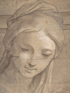 Głowa młodej kobiety w widoku trzy czwarte zwróconym w lewo, 1670-1700. autorstwa Carlo Cignani
