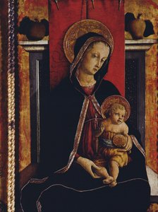 Madonna z Dzieciątkiem, fragment z poliptyku San Silvestro, 1468 (tempera na desce) (zob. 76657) autorstwa Carlo Crivelli