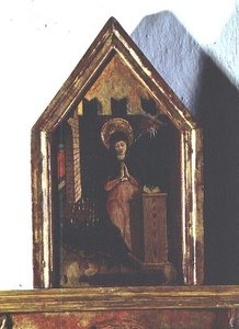 Zwiastowanie, detal z poliptyku San Silvestro autorstwa Carlo Crivelli