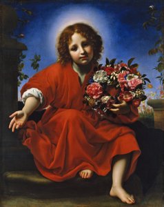 Hiszpański:  El Niño Jesús con una corona de flores Dzieciątko Chrystus z wieńcem z kwiatów autorstwa Carlo Dolci