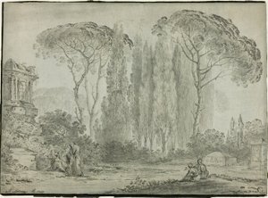 Żałobnicy na cmentarzu autorstwa Carlo Labruzzi