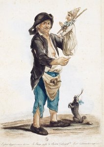 Lalkarz Pierannizzi, rysunek i kolorowy rycina Carlo Lasinio (1759-1838), Włochy