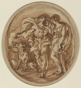 Pluton sprowadza prozerpinę do bram piekieł autorstwa Carlo Maratta