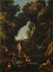 Pejzaż z Dianą i Akteonem, ok. 1657 (olej na płótnie) autorstwa Carlo Maratta or Maratti