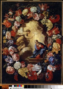 „Zwiastowanie z kwiatami” Obraz Carlo Maratty (1625-1713) Muzeum Sztuk Pięknych Mikalojus Konstantinas Ciurlionis, Kowno, Litwa autorstwa Carlo Maratta or Maratti