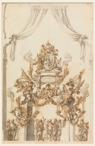 Projekt katafalku dla Karola Emanuela III Sardynii autorstwa Carlo Marchionni