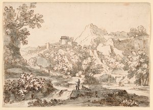 Rysunek, Pejzaż z miastem, 1750-1770 autorstwa Carlo Marchionni
