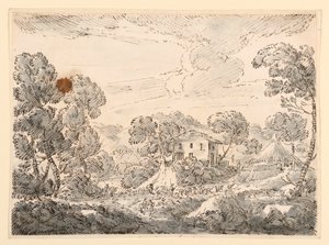 Rysunek, Mieszkanie chłopskie w wiejskiej okolicy, 1750-1770 autorstwa Carlo Marchionni