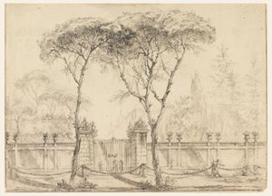 Rysunek, Przy bramie willi, 1770-86 autorstwa Carlo Marchionni