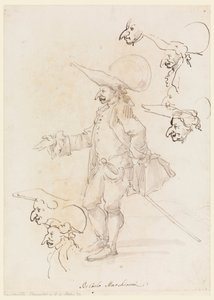 Rysunek, karykatury, ok. 1725-75 autorstwa Carlo Marchionni