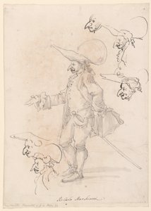 Rysunek, karykatury, ok. 1725-75 autorstwa Carlo Marchionni