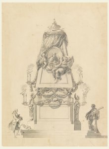 Rysunek, Katafalk dla króla, ok. 1765 r. autorstwa Carlo Marchionni