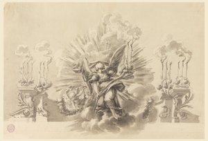 Rysunek, projekt dekoracji ceremonialnej, ok. 1760 r. autorstwa Carlo Marchionni