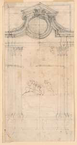 Rysunek, Projekt pomnika nagrobnego dla klasztoru, ok. 1745 r. autorstwa Carlo Marchionni