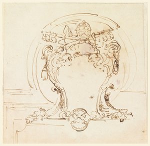 Rysunek, rozeta papieska, 1740-58 autorstwa Carlo Marchionni