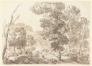 Rysunek, Droga w górzystym kraju, 1770-1786 autorstwa Carlo Marchionni