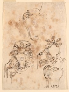 Rysunek, szkice ram i rozet, 1758-69 autorstwa Carlo Marchionni