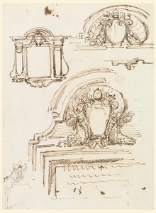 Rysunek, szkice ram do zakrystii kościoła św. Piotra, 1740-58 autorstwa Carlo Marchionni