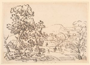 Rysunek, zalesiony krajobraz, 1750-1770 autorstwa Carlo Marchionni