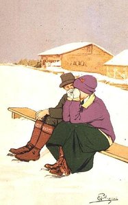 Płacząca łyżwiarka (kolor lito) autorstwa Carlo Pellegrini
