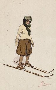 Kobieta na nartach (kolor lito) autorstwa Carlo Pellegrini