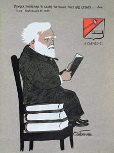 Karykatura Andrew Carnegie (1835-1919) ilustracja z „Milionerów Ameryki” autorstwa Carlo de Fornaro