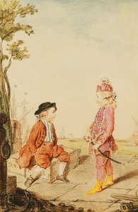Dwaj młodzi bracia de Neuville, na nabrzeżu, 1767 autorstwa Carmontelle