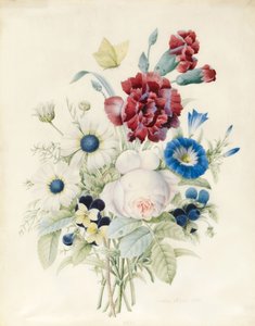 Kwiaty w sprayu, w tym róża, niebieski powój i bratki, 1830 (wc i kolor nadwozia na papierze)