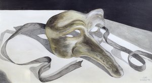 Carnival Mask II (ołówek i akwarela na papierze) autorstwa Carolyn Hubbard Ford