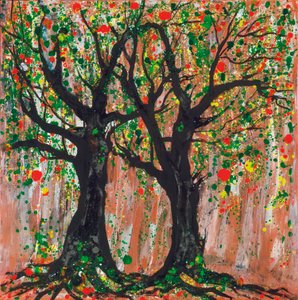 Drzewo granatu, 2012 (akryl i tusz na płótnie) autorstwa Carolyn Mary Kleefeld