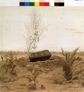 "Na skraju grobu" Trumna, która ma zostać opuszczona na dno grobu. Rysunek piórkiem Caspara Davida Friedricha (1774-1840) ok. 1830 Muzeum Puszkina w Moskwie autorstwa Caspar David Friedrich