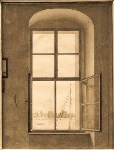 Widok z pracowni artysty (prawe okno) autorstwa Caspar David Friedrich