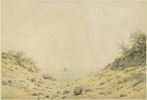 Widok na morze przez wydmy autorstwa Caspar David Friedrich